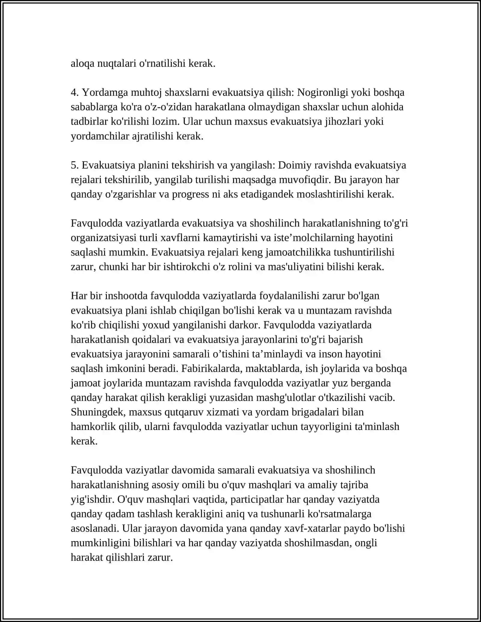 REFERAT: FAVQULODDA VAZIYATLARDA HARAKATLANISH 4