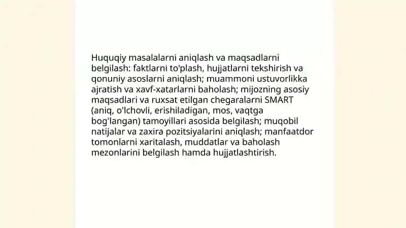 Huquqiy konsultatsiya va muzokaralarni muvaffaqiyatli olib borish metodlari 4