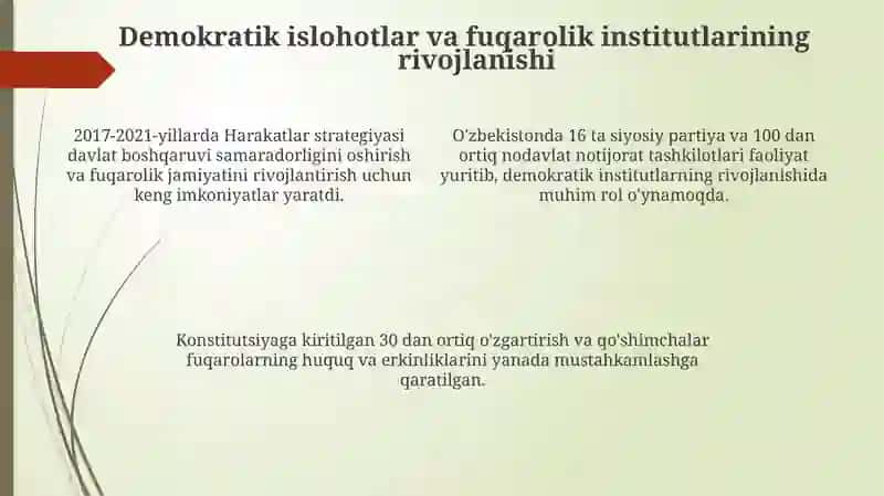 O'zbekistonda demokratik fuqarolik jamiyati asoslarining shakllanishi 4