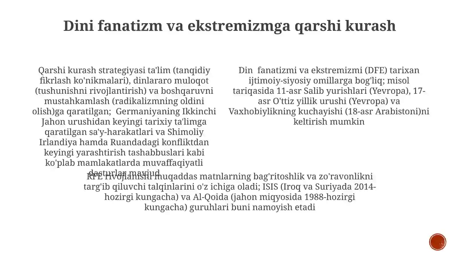 Diniy fanatizm, ekstremizmning paydo bo'lishining ijtimoiy-tarixiy tamallari va rivoji 4