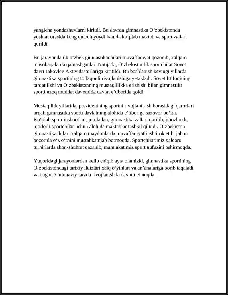 GIMNASTIKA SPORTINING ÖZBEKISTONDA RIVOJLANISH TARIXI 4