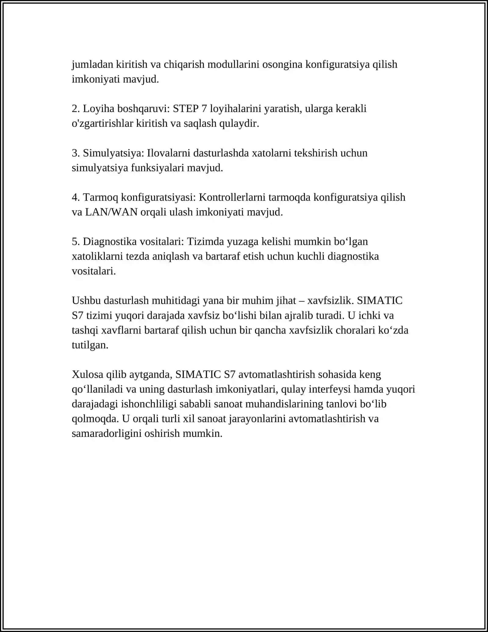 SIMATIC S7 DASTURLANADIGAN KONTROLLERLARI. UMUMIY TUSHUNCHALAR 4