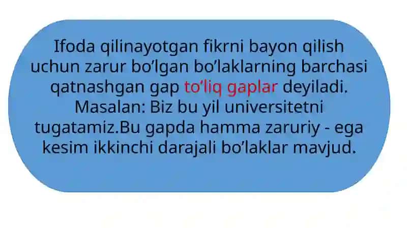 Gapning zaruriy bo’laklari ishtirokiga ko’ra turi 4