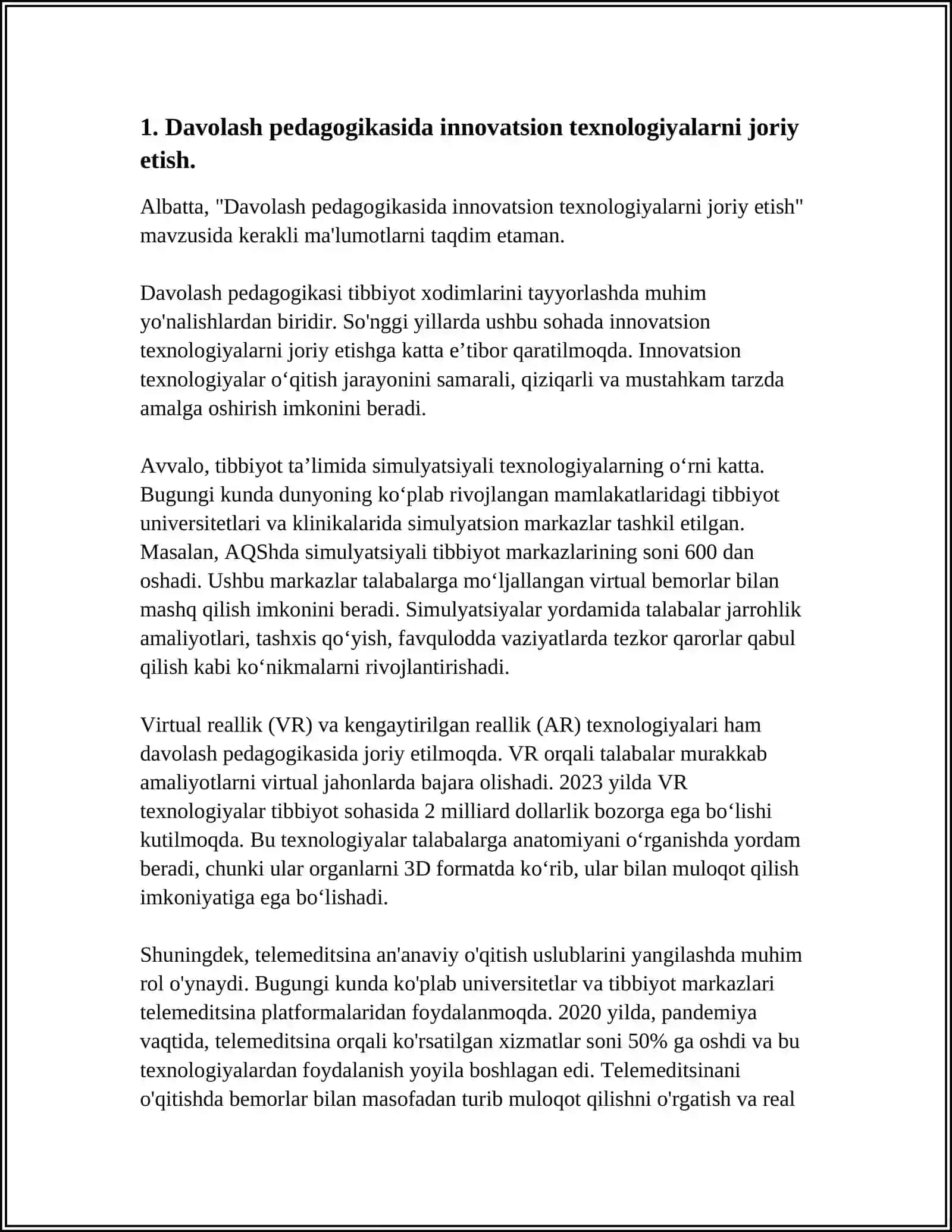 DAVOLASH PEDAGOGIKASIGA PEDAGOGIK, PSIXOLOGIK VA USLUBIY FANLARNING ZAMONAVIY YUTUQLARINI JORIY ETISH 4