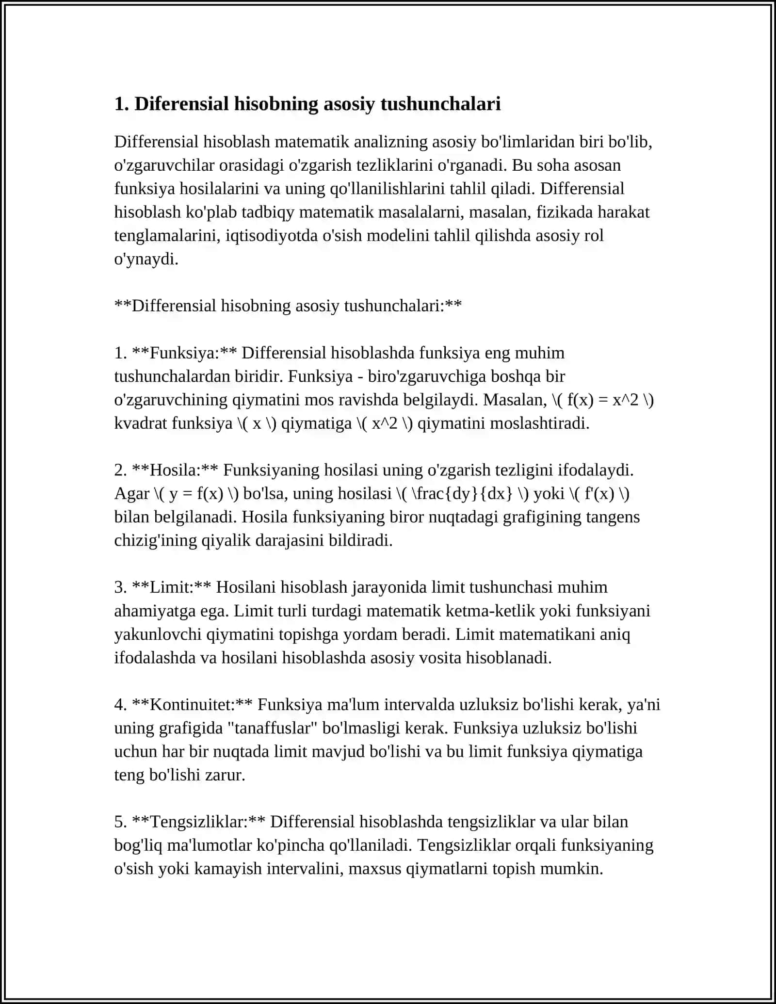 DEFORMATSIYA VA KUCHLANISH TAHLILIDA DIFFERENSIAL HISOB TATBIQLAR 4