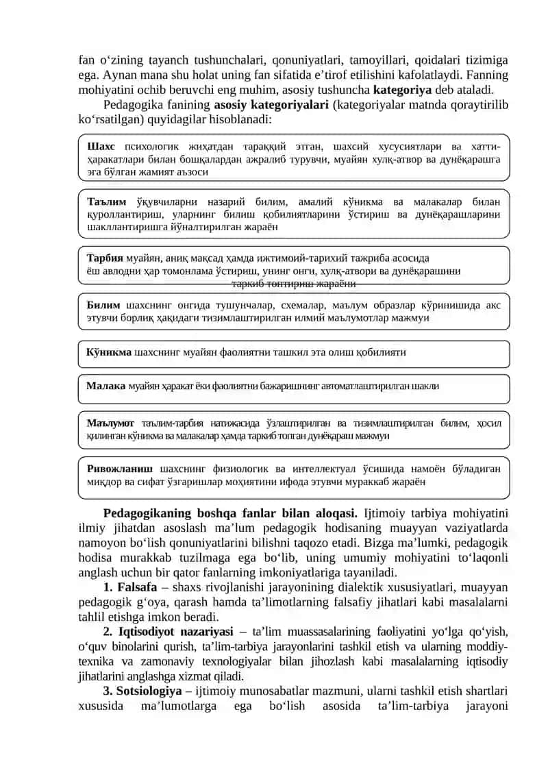 Pedagogika fanining predmeti, tadqiqot metodlari. Pedagogik ta’limotlar tarixi. O‘zbekiston Respublikasi  ta’lim tizimida modernizatsiya jarayonlari 4
