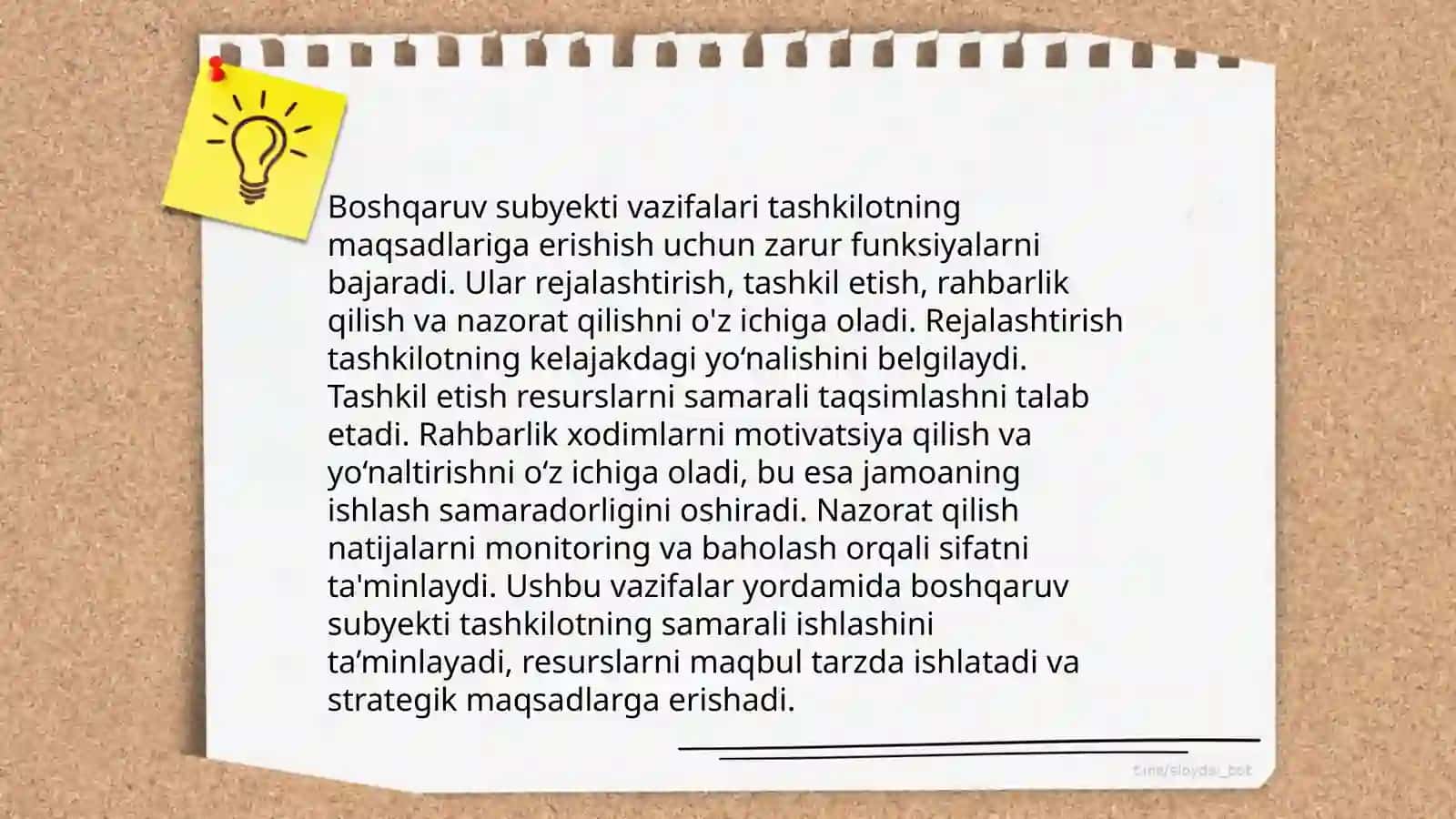 Boshqaruv subyekti va ta'biat. Menejmend funksiyalari 4