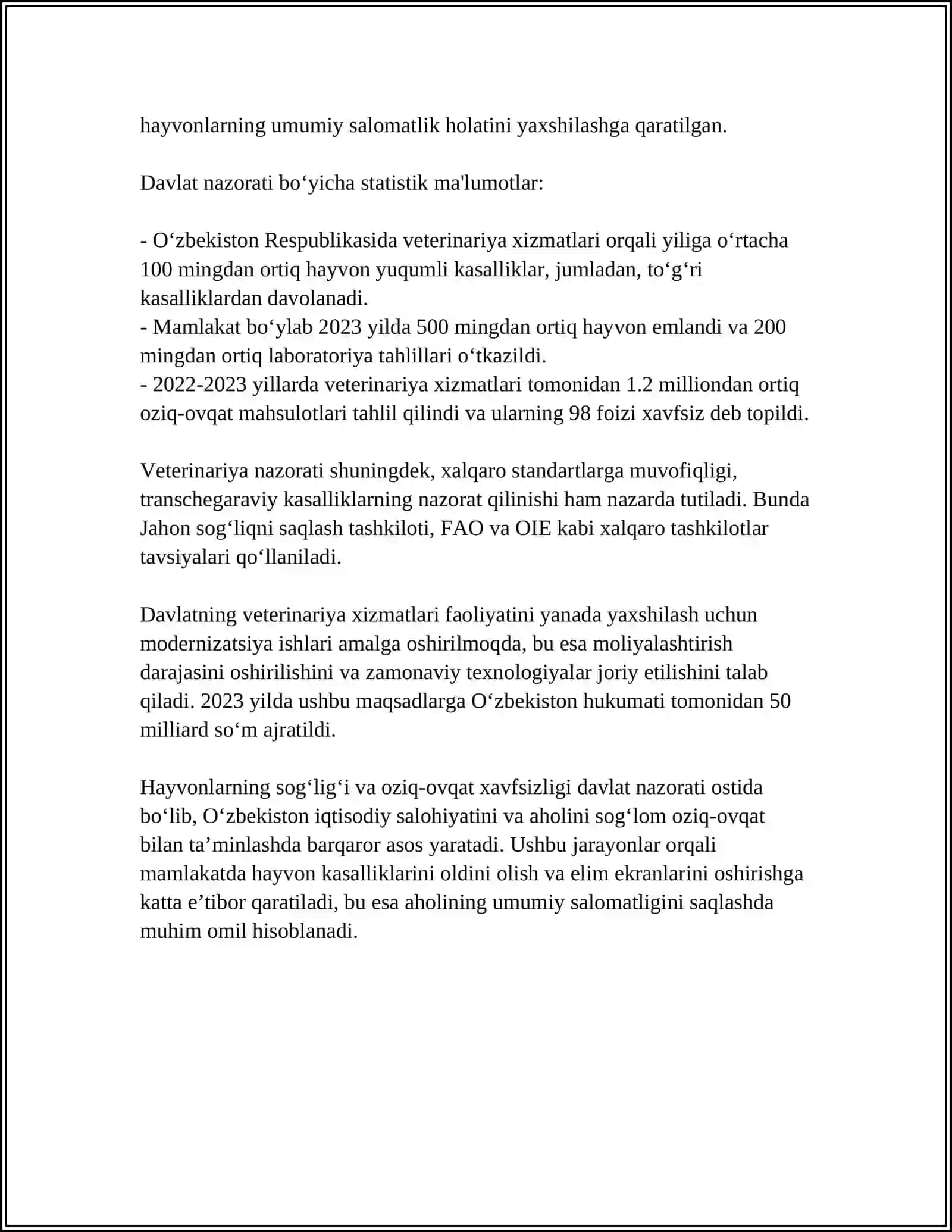 MAXALLIY DAVLAT HOKIMYATI ORGANOARNING VETERINARIYA SOHASIDAGI VAKOLATLARI 4