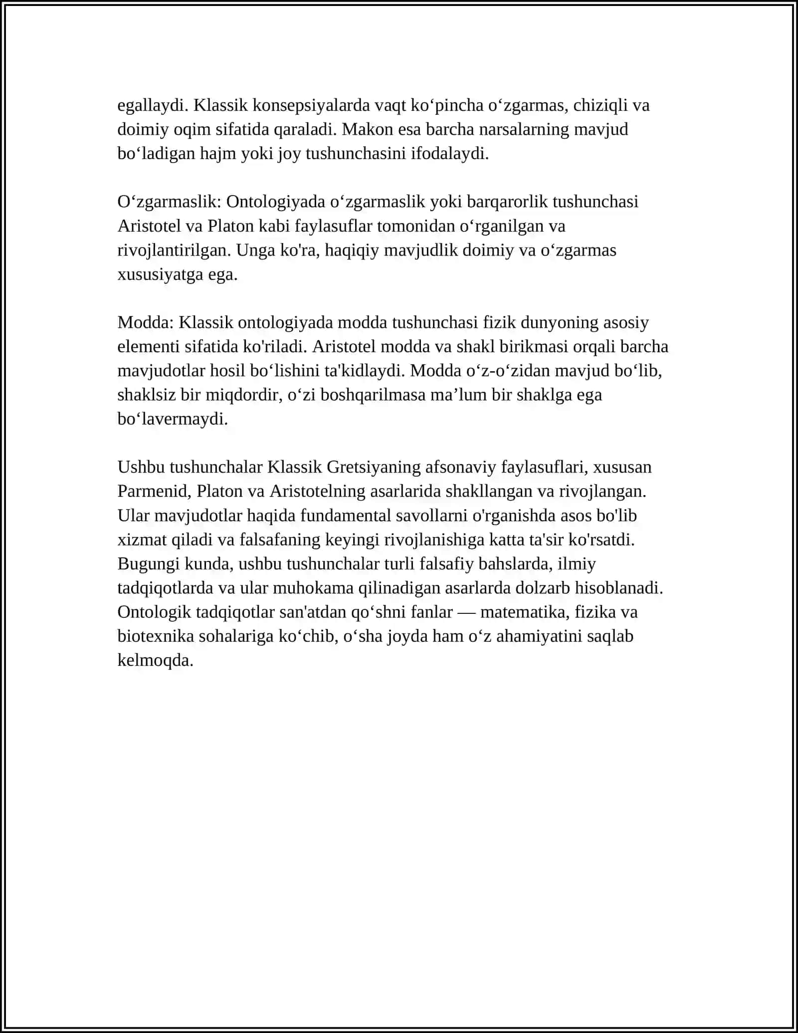 NOKLASSIK ONTOLOGIYANING YO'NALISHLARI VA MOHIYATI HAQIDA ESSE 4
