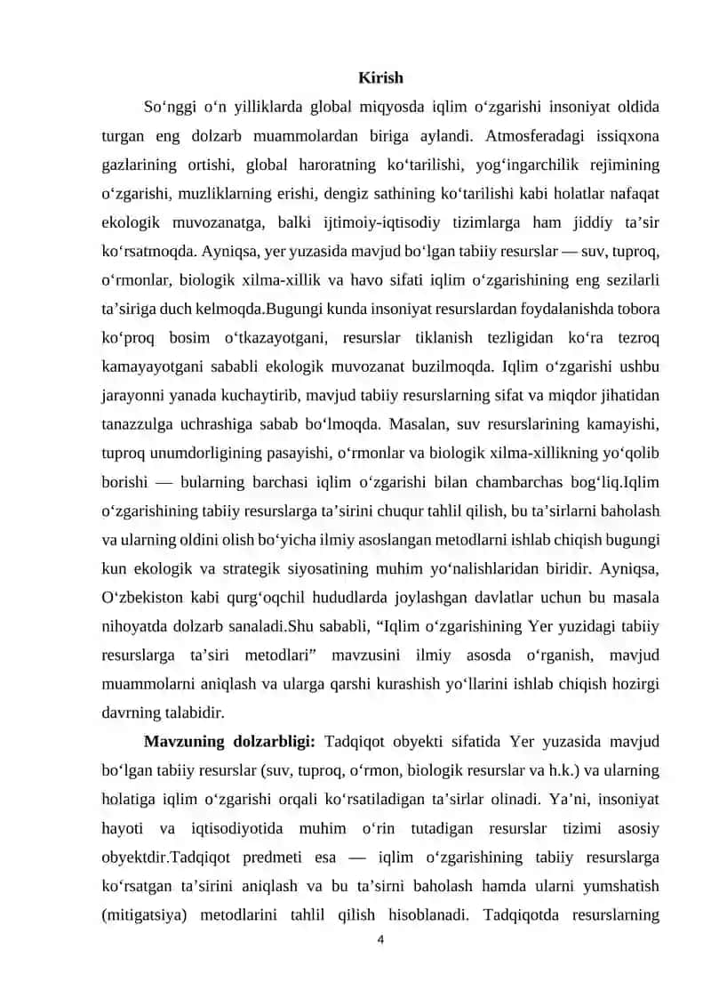 Iqlim o‘zgarishining Yer yuzidagi tabiiy resurslarga ta’siri metodlari 4