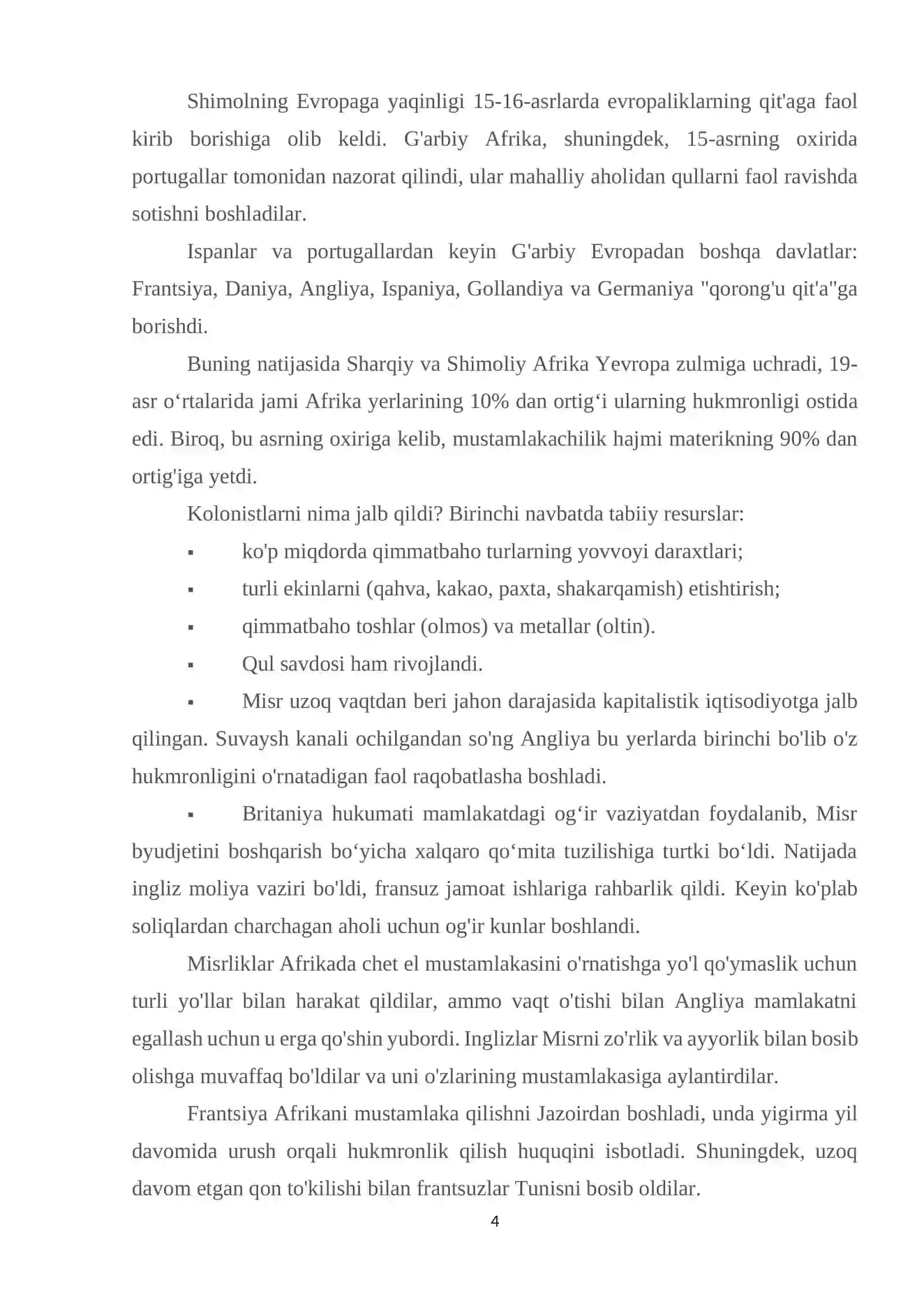 Yevropa mamlakatlarining mustamlakachiligi 4