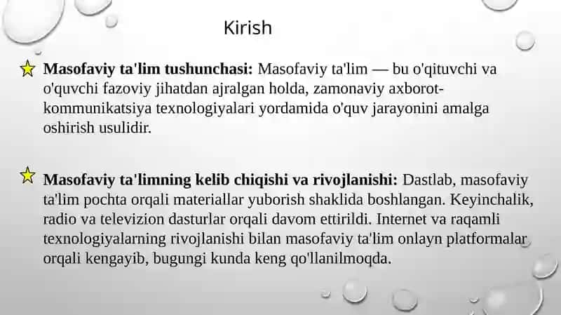Mustaqilish Mavzu: Masofaviy Ta’lim Tushunchasi 4