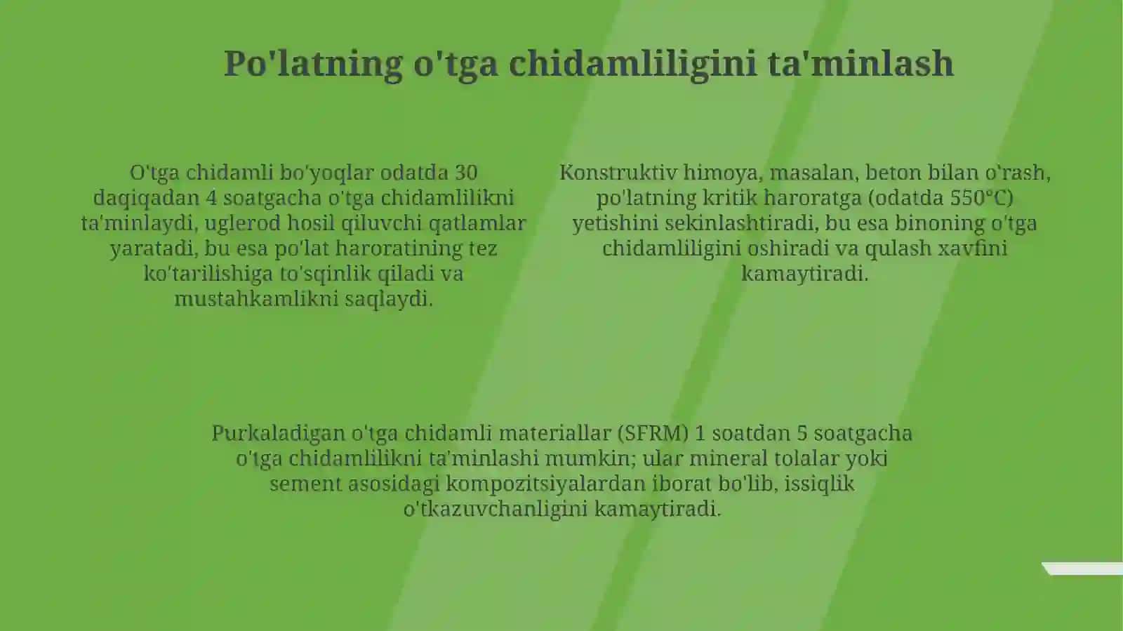Po’latlarning korroziyasidan asrash va o’tga qarshi himoyalash choralari 4
