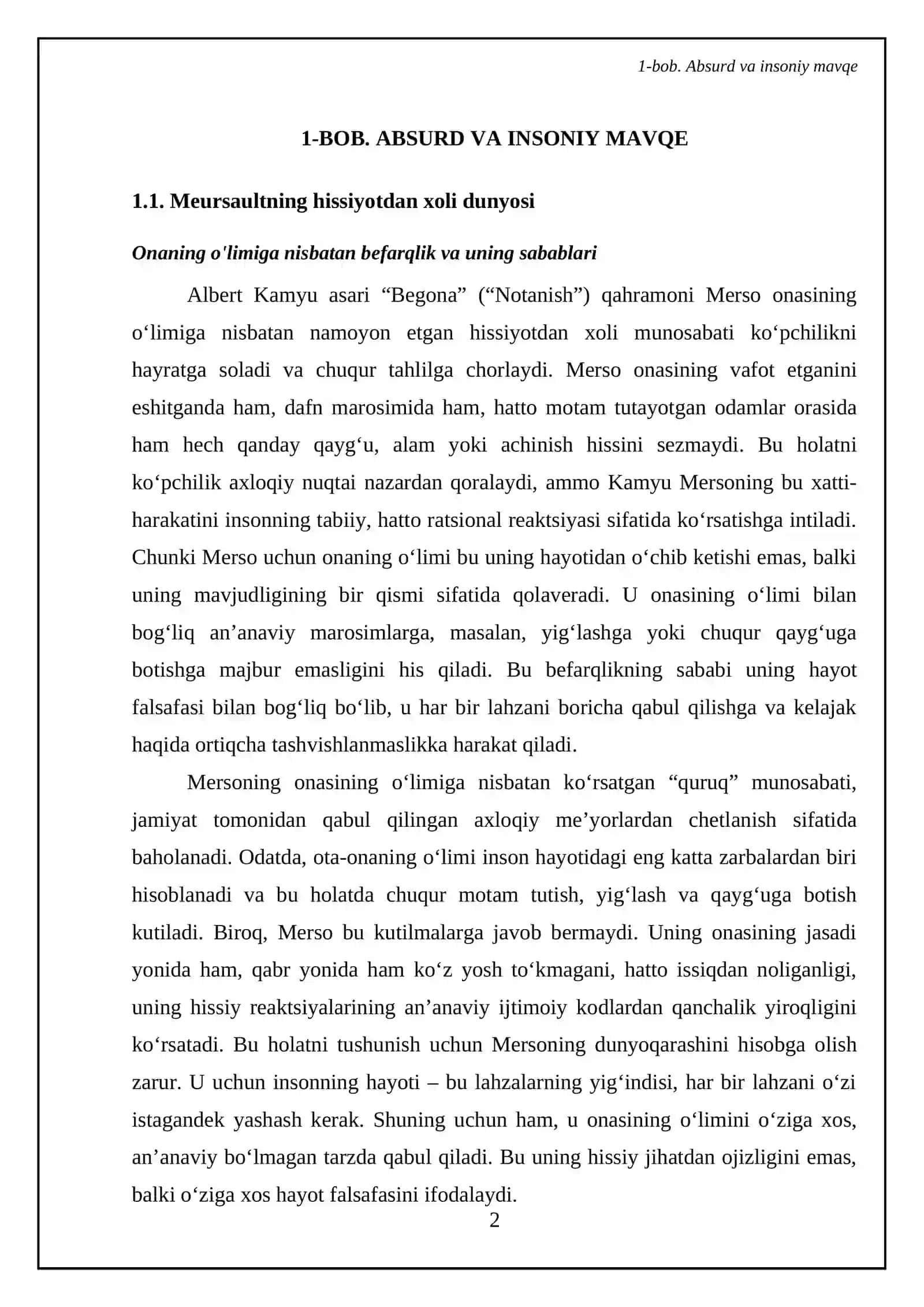 Albert Kamyu "Notanish" filmidagi adolat va axloq 4