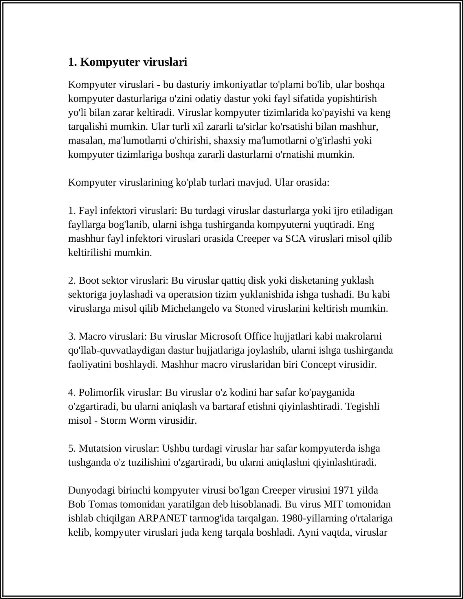 ZARARKUNANDA DASTURLARNING TURLARI 4