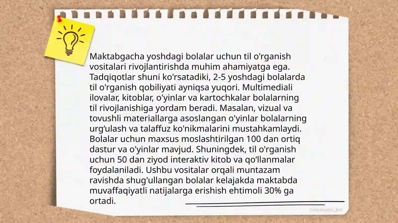 Bolalarning chet tilini bilish darajasini aniqlash mezonlari 4