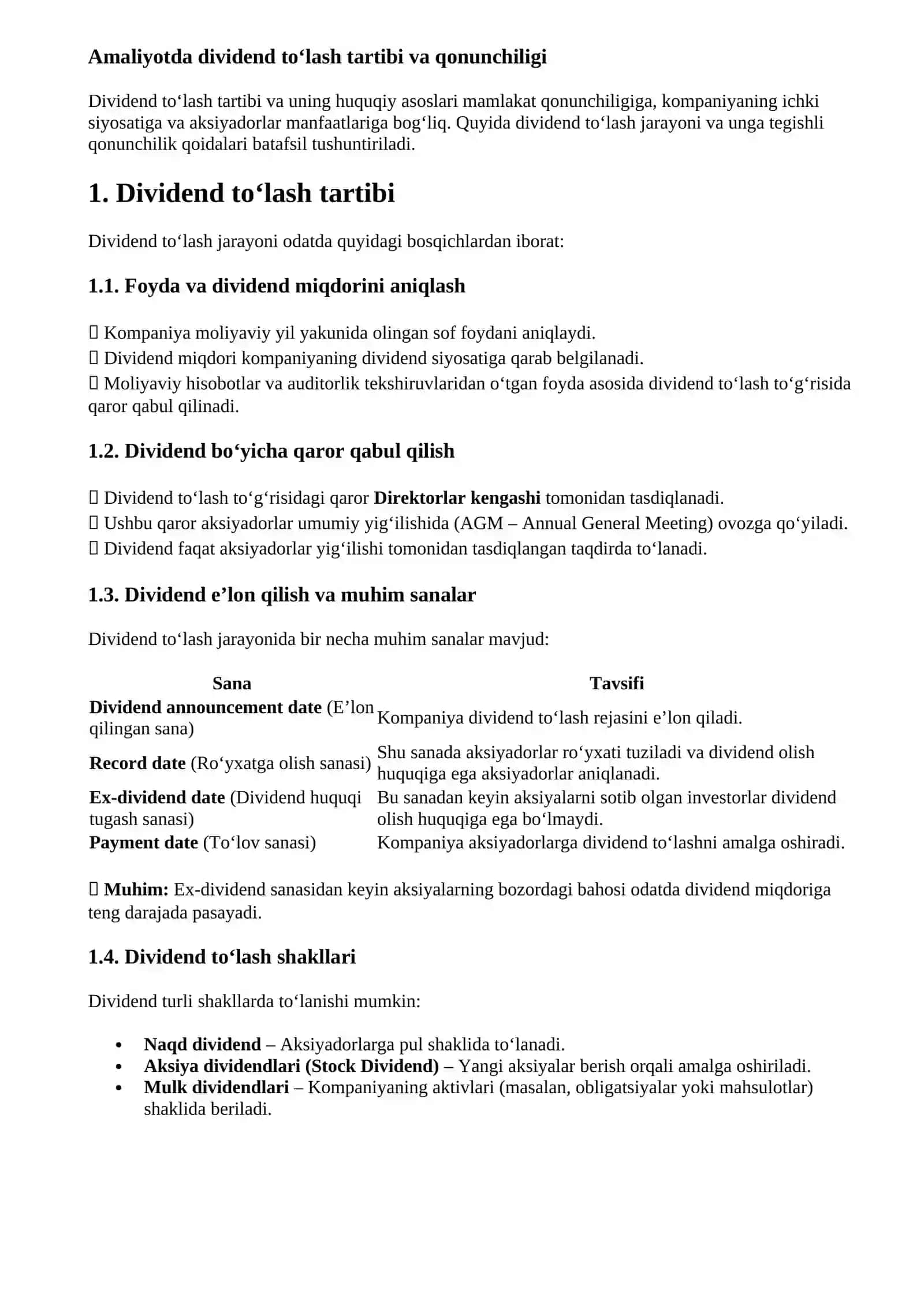 Divident siyosati va ichki moliyalashtirish 4