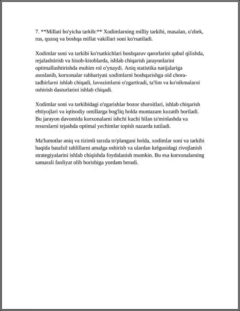 KORXONALARDA XODIMLAR STATISTIKASI KO'RSATKICHLARI 4