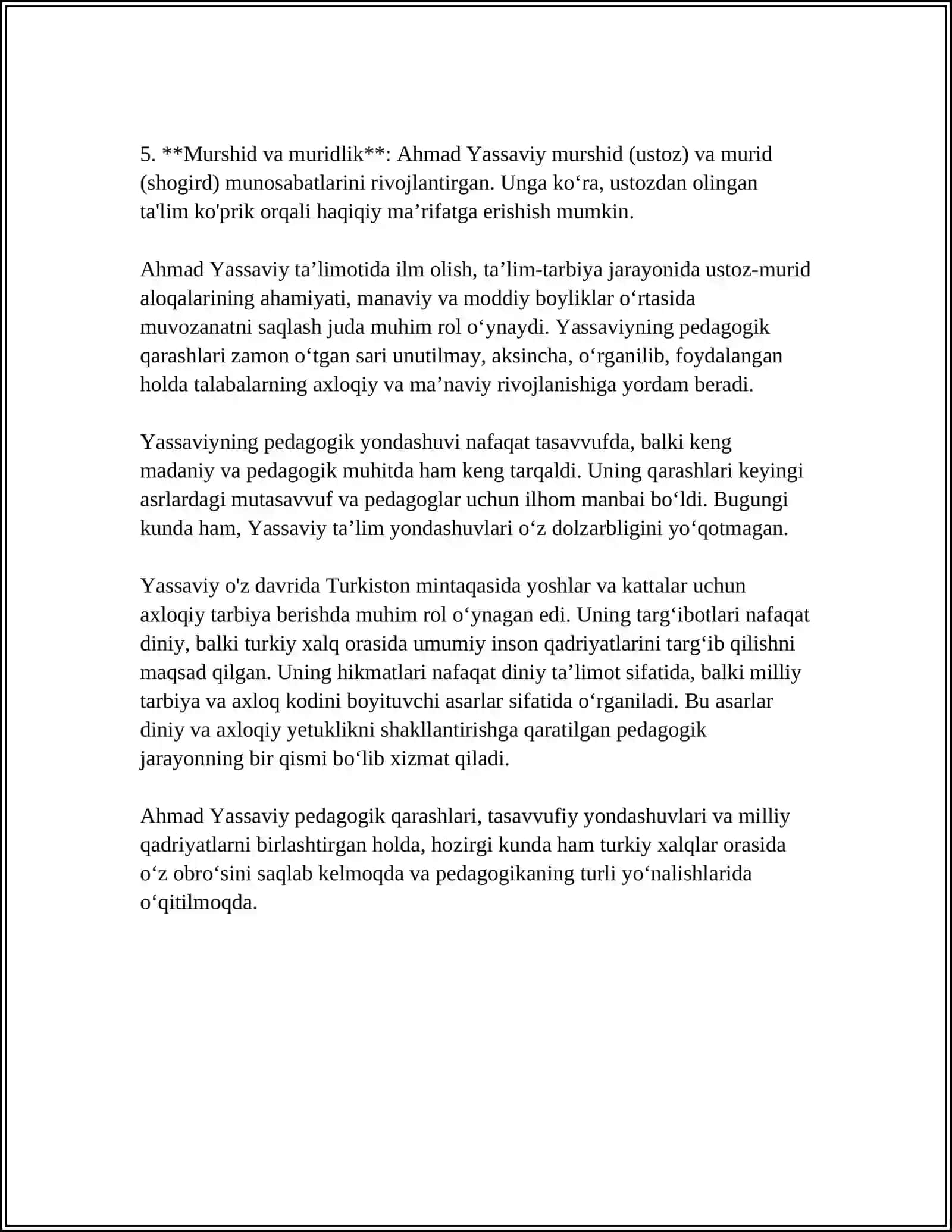AHMAD YASSAVIYNING PEDAGOGIK G'OYALARI.UMAR HAYYOMNING TA'LIM-TARBIYAGA OID FIKRLARI 4