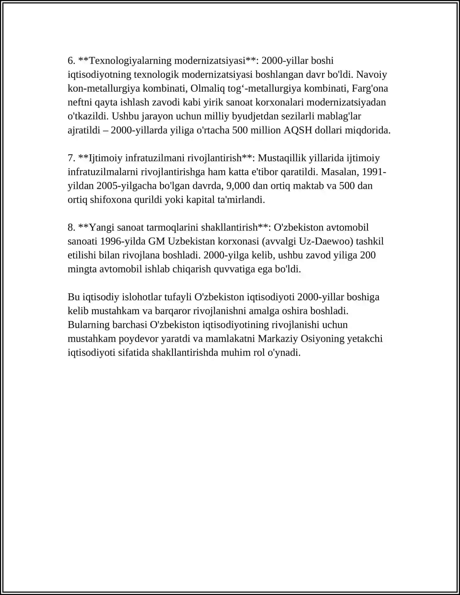 O‘zbekistonda amalga oshirilgan iqtisodiy islohotlar 4