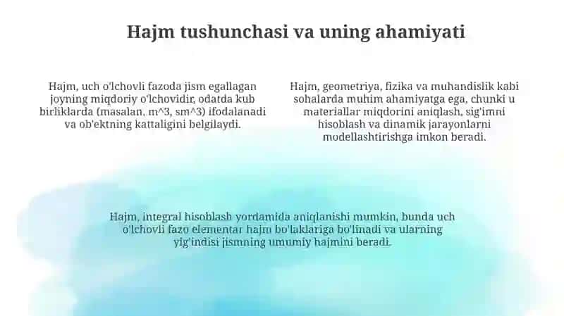 Fazodagi jismning hajmini hisoblash 4
