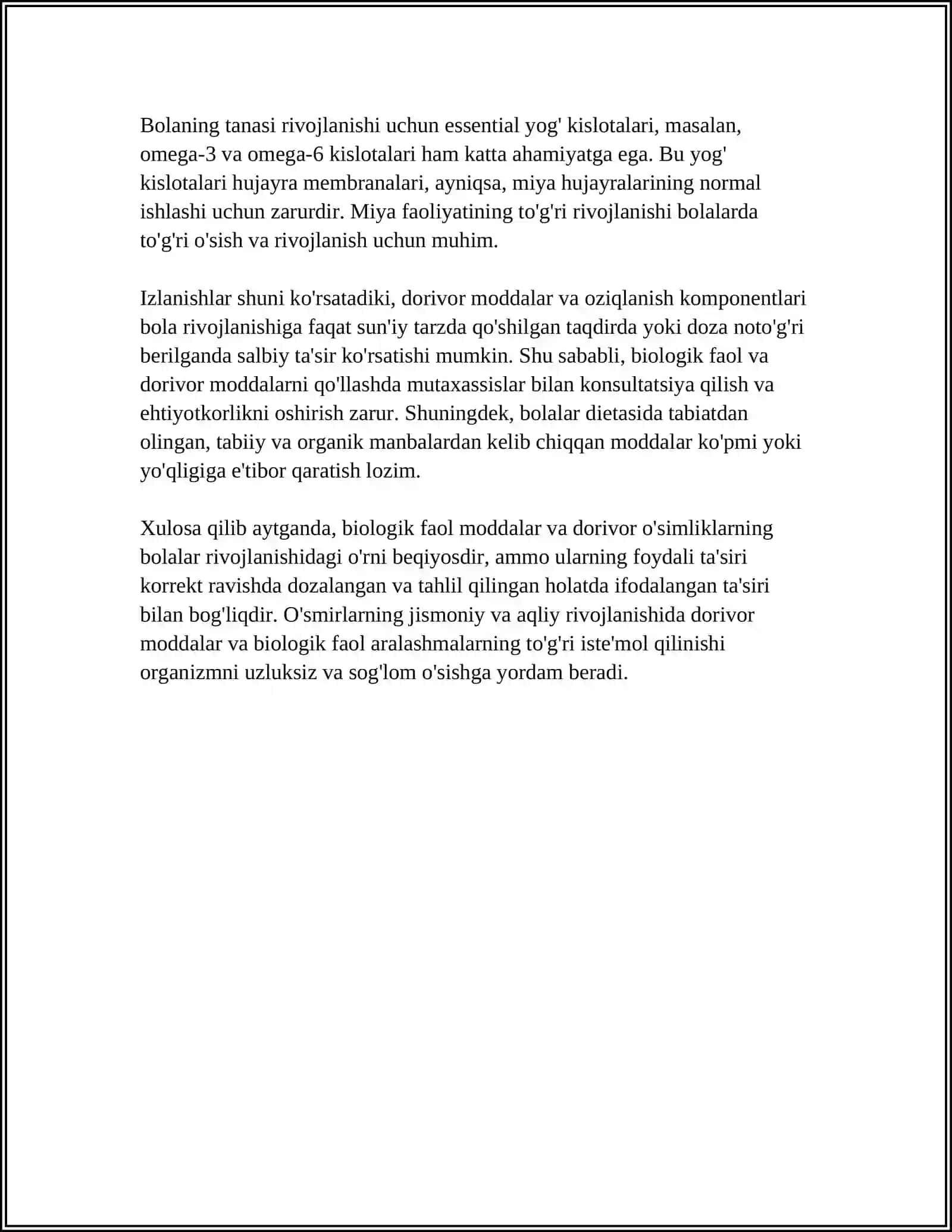 BIOLOGIK FAOL VA DORIVOR MODDALARNING BOLA ORGANIZMIDATAʼSIRI 4