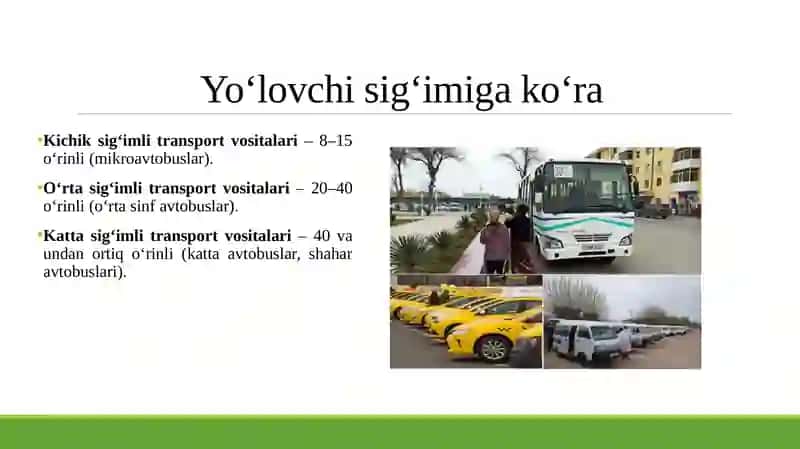 Yo‘lovchi avtomobil transporti vositalari tasnifi 4