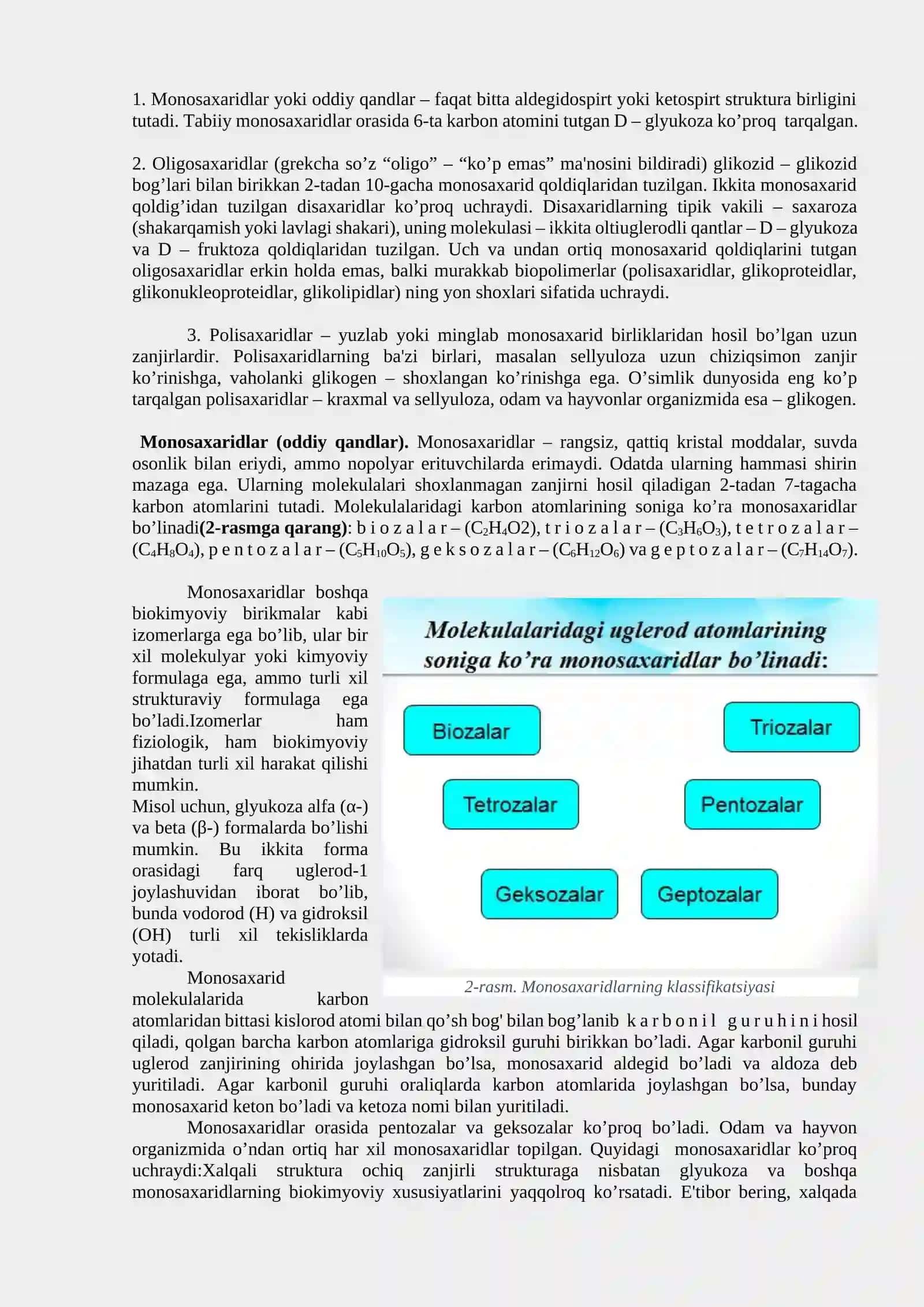 Uglevodlar: tuzilishi, xossalari va biologik funksiyalari 4