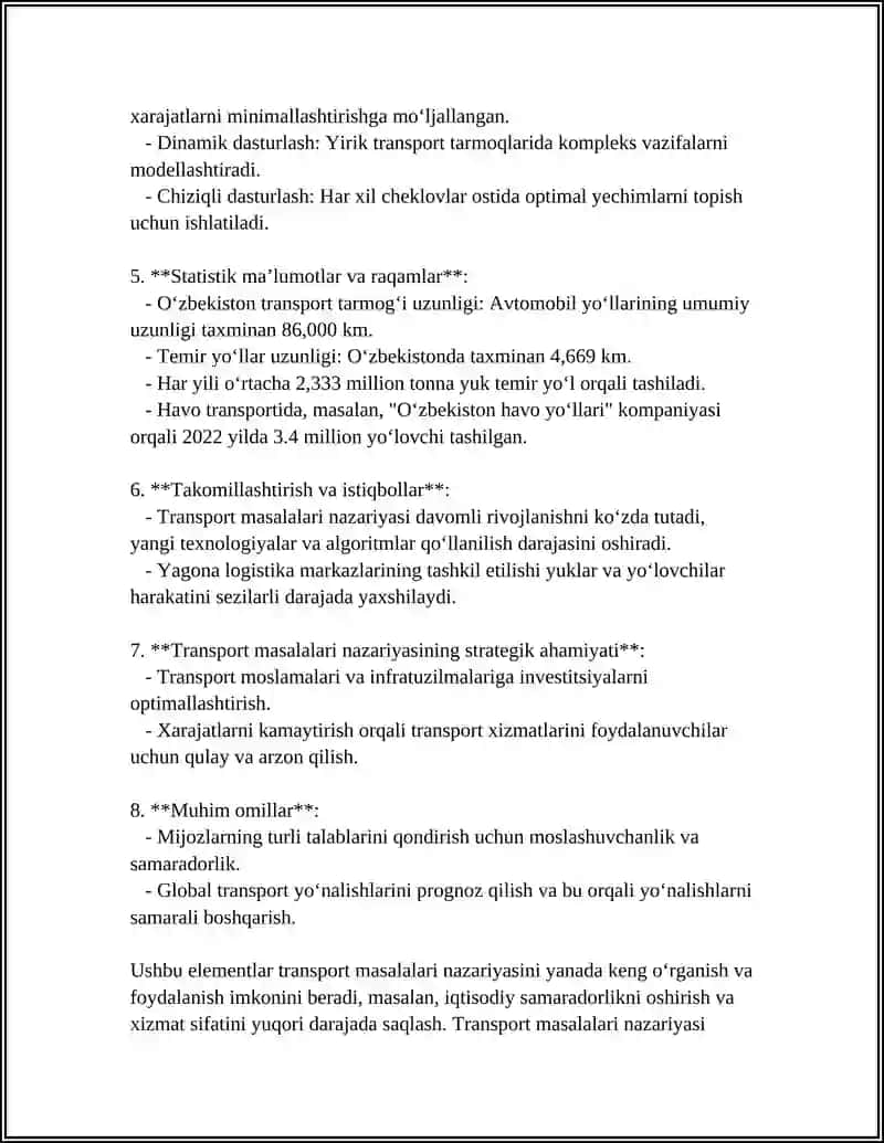 Transport Masalalariga Taqsimot Masalalari 4