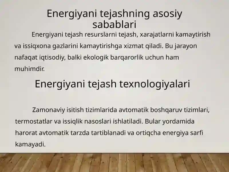 IsitishtizimlaridaenergiyatejasIsitish tizimlarida energiya tejash usullarihusullari 4
