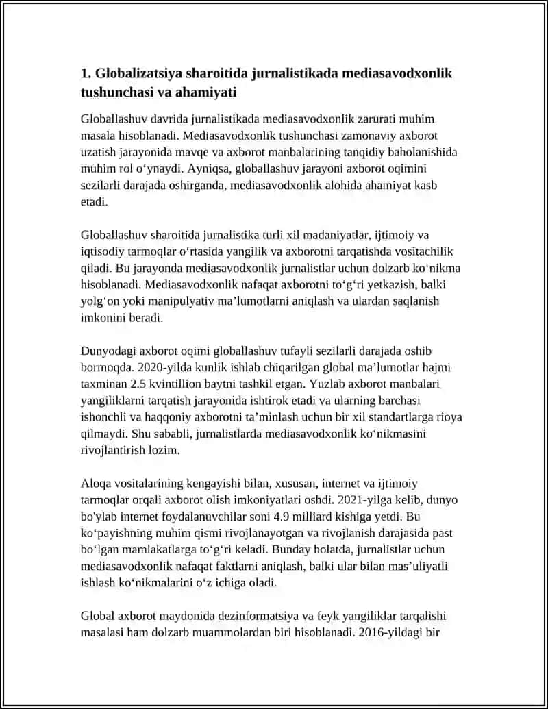 GLOBALLASHUV DAVRIDA JURNALISTIKADA MEDIASAVODXONLIK ZARURATI 4