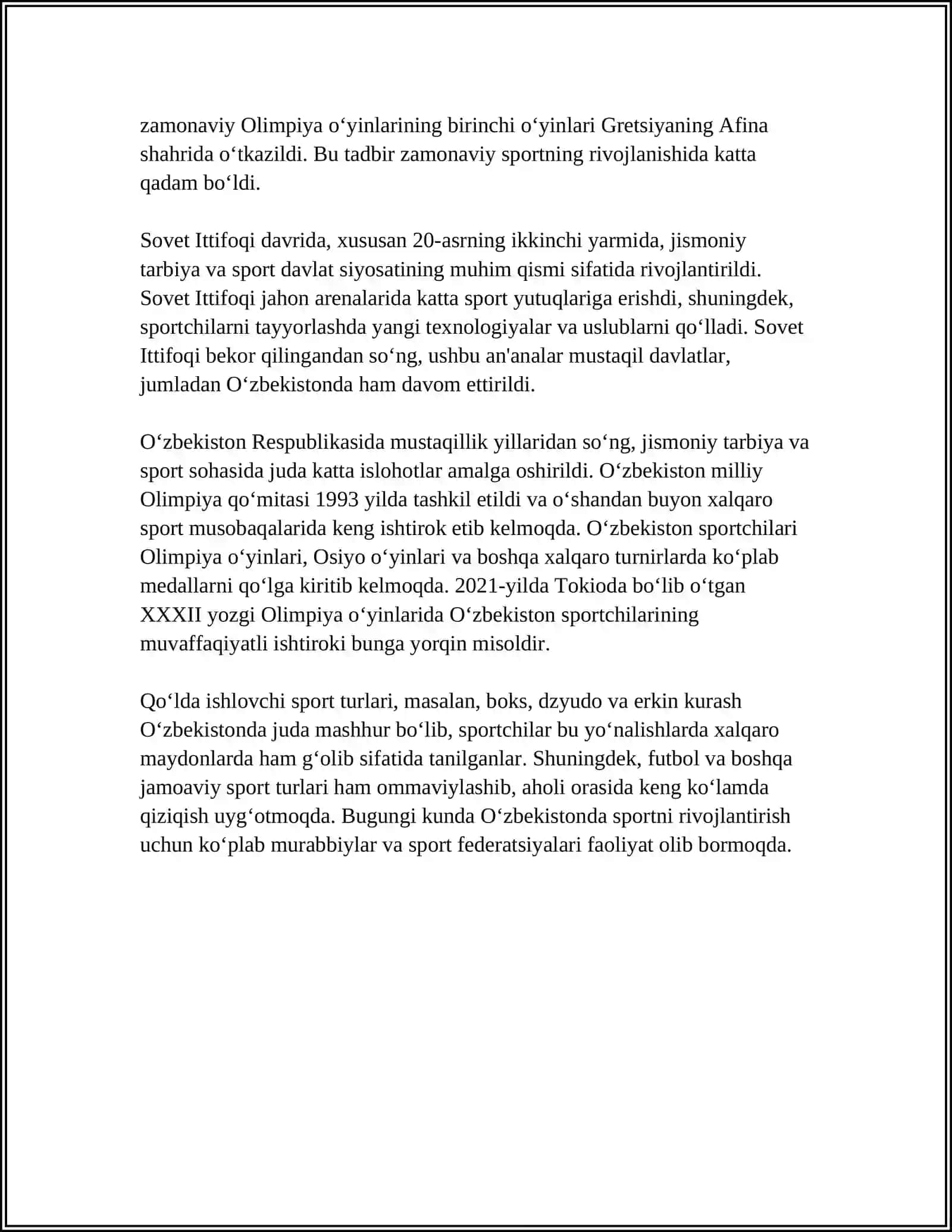 ÕZBEKISTONGA JISMONIY TARBIYA VA SIPORTNI BOAHQARISHNING ZAMONAVIY TIZIMI 4