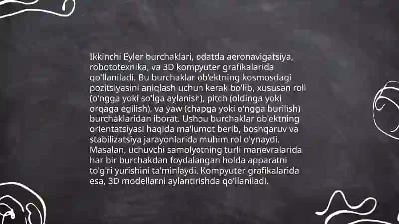 Qo’zg’almas nuqta atrofidagi aylanish harakatlari 4
