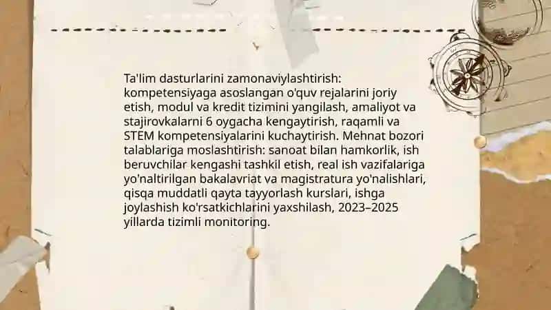 O'zbekiston Respublikasida Oliy ta’lim va undan keyingi ta'limning takomillashtirilishi 4