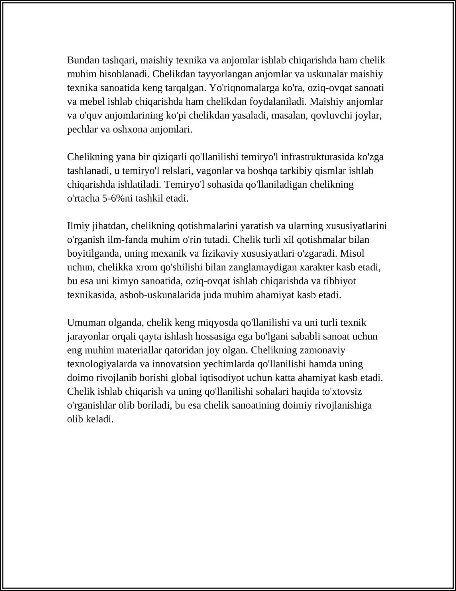 METALL MATERIALLAR VA ULARNING QO'LLANILISH SOHALARI 4