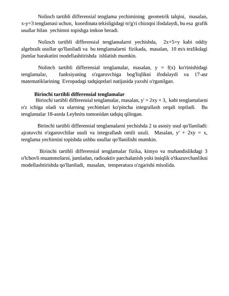 Differensial tenglamalar va ularning tadbiqlari 4