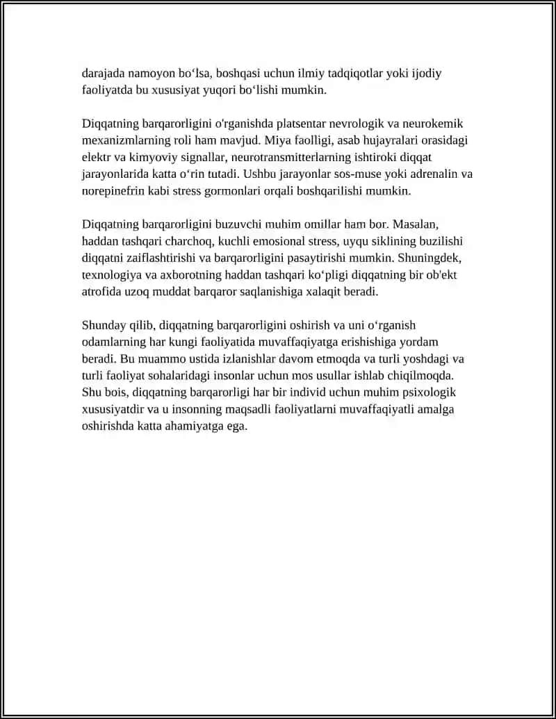 Diqqatning Barqarorligini O’rganish Xususiyatları 4
