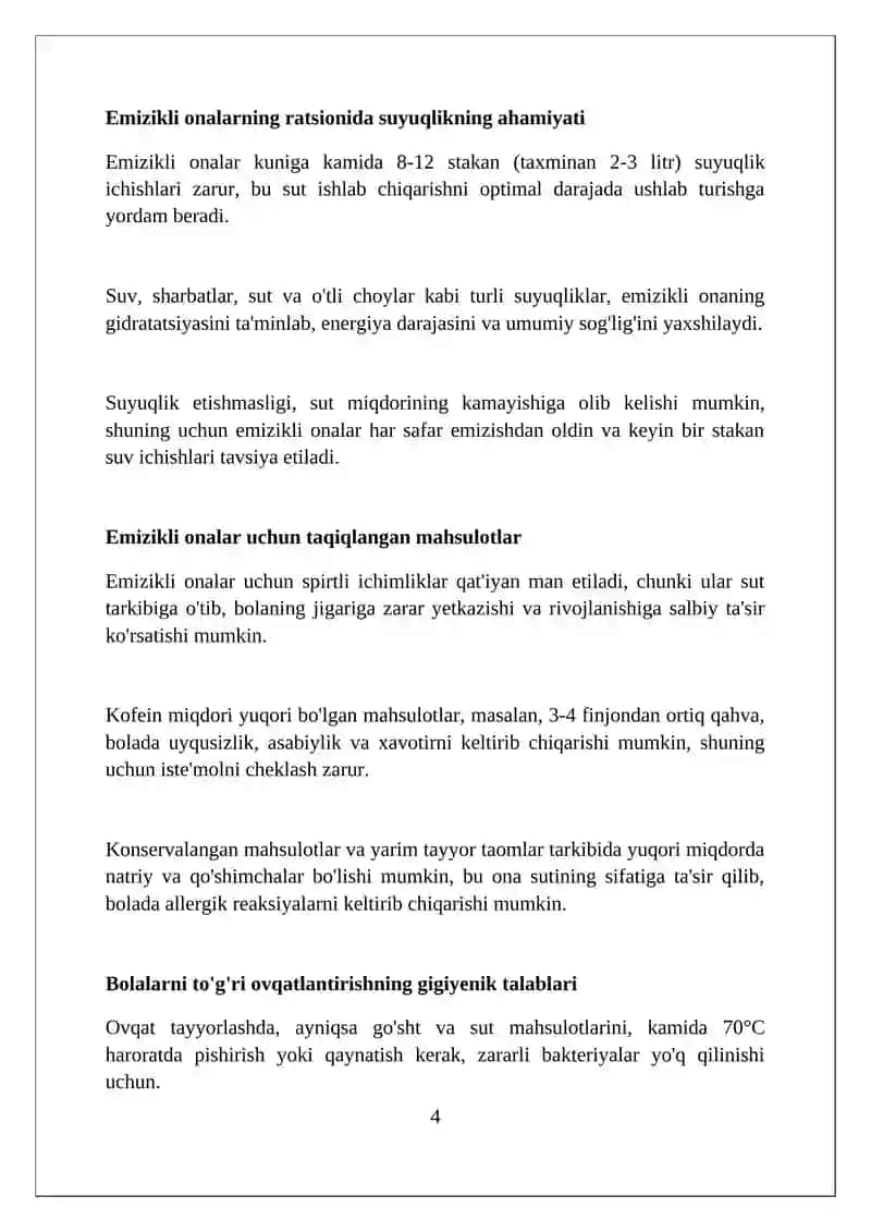 Emizikli ayollar bolalar va o'smirlar ovqatining gigiyenik asoslari ovqatlanish jihatlari 4