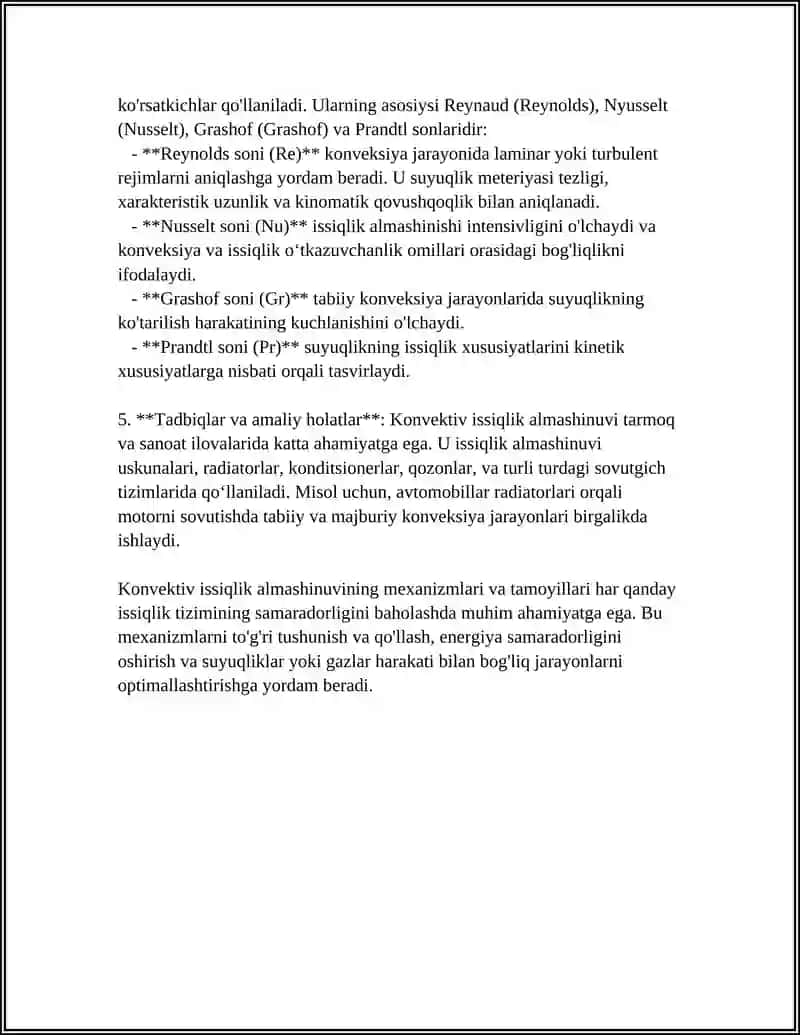 KONVEKTIV ISSIQLIK ALMASHINISH MEXANIZMI 4