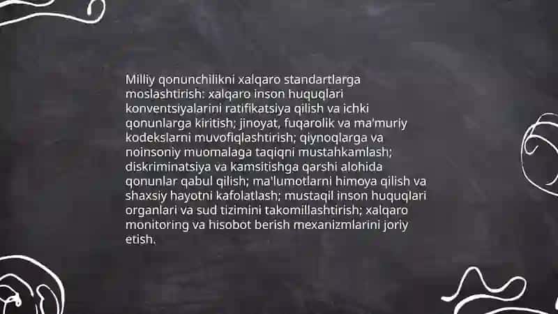 Yangi Oʻzbekistonda inson haq huquqlari va erkinliklari kafolatining yaratilishi 4