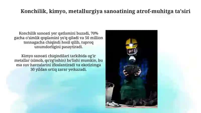 Togʻ-kon, kimyo, metallurgiya sanoati vaatrof-muhitmuhofazasi 4