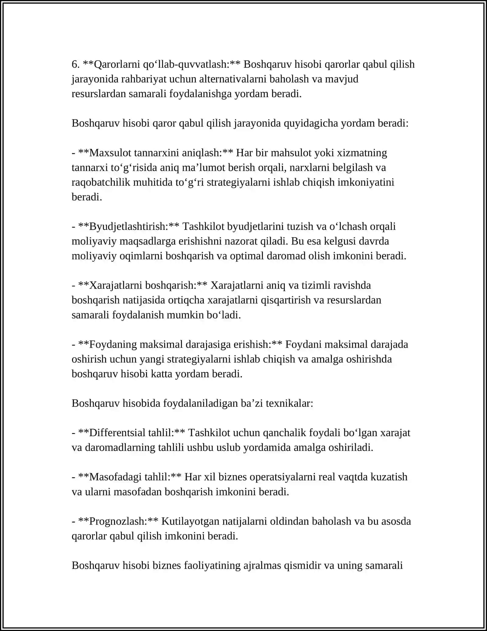BIZNES FAOLIYATIDA BOSHQARUV HISOBI VA QARORLARNI QABUL QILISH 4