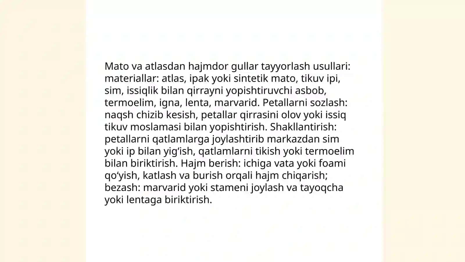 Turli materiallardan hajmdor gullar yasash texnalogiyasi 4