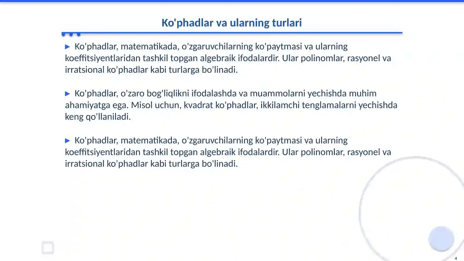 Haqiqiy sonlar maydoni 4