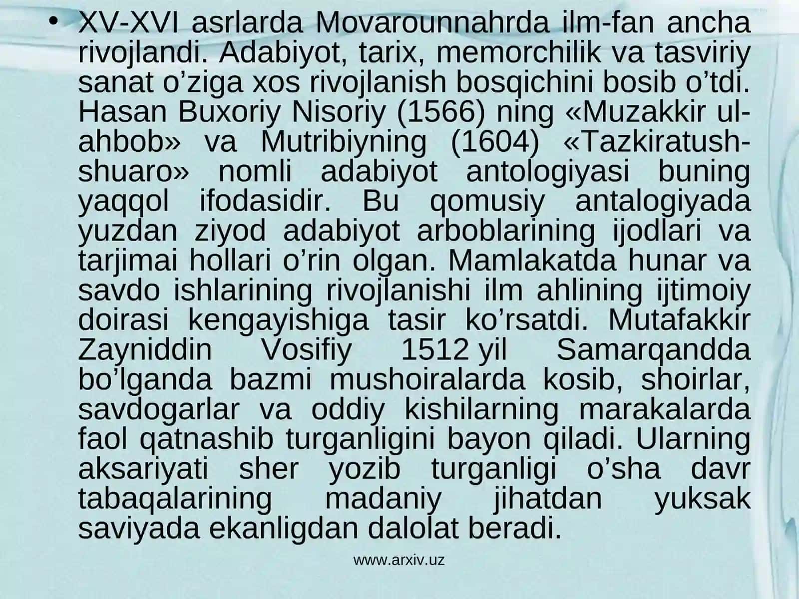 Xonliklar davrida ta’lim tarbiya va madaniyat 4