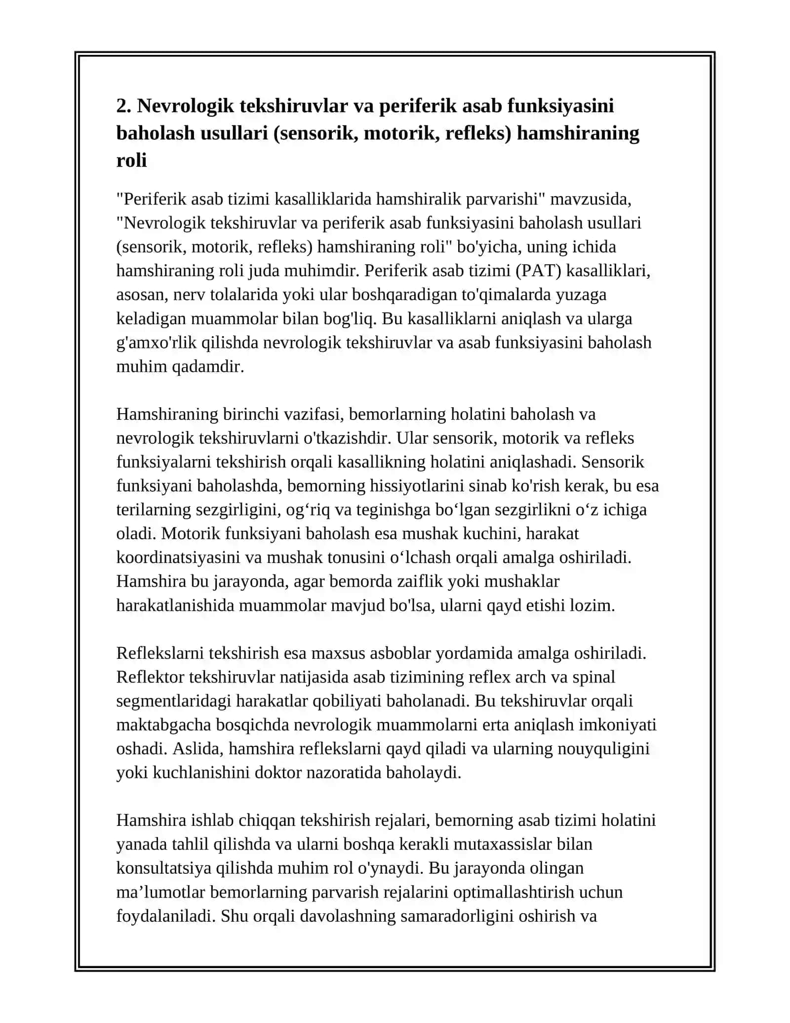 PERIFERIK ASAB TIZIMI KASALLIKLARIDA HAMSHIRALIK PARVARISHI 4