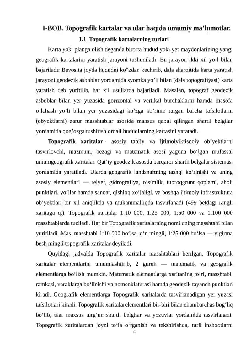 Topografik kartalar va ular haqida umumiy ma’lumotlar 4