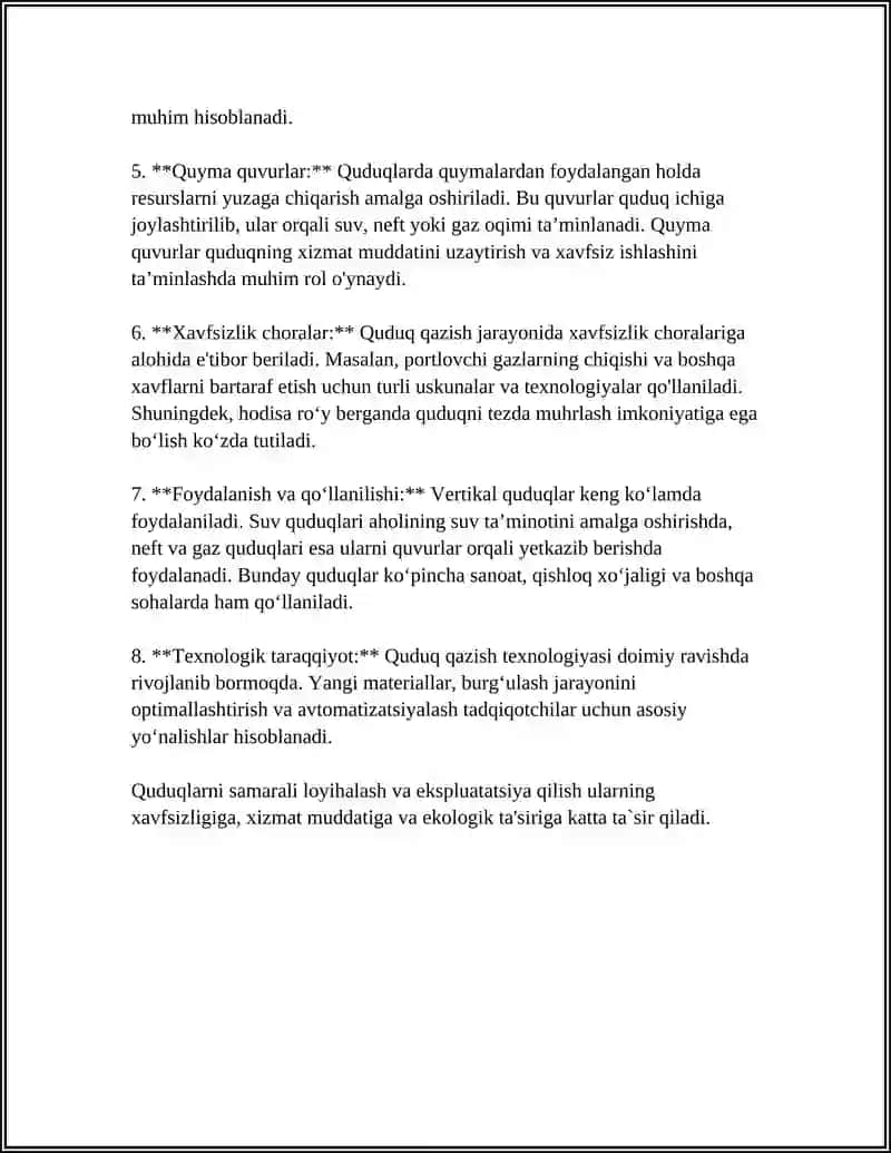 BURGʼILASH ISHLARI QUDUQLARNING TURLARI 4