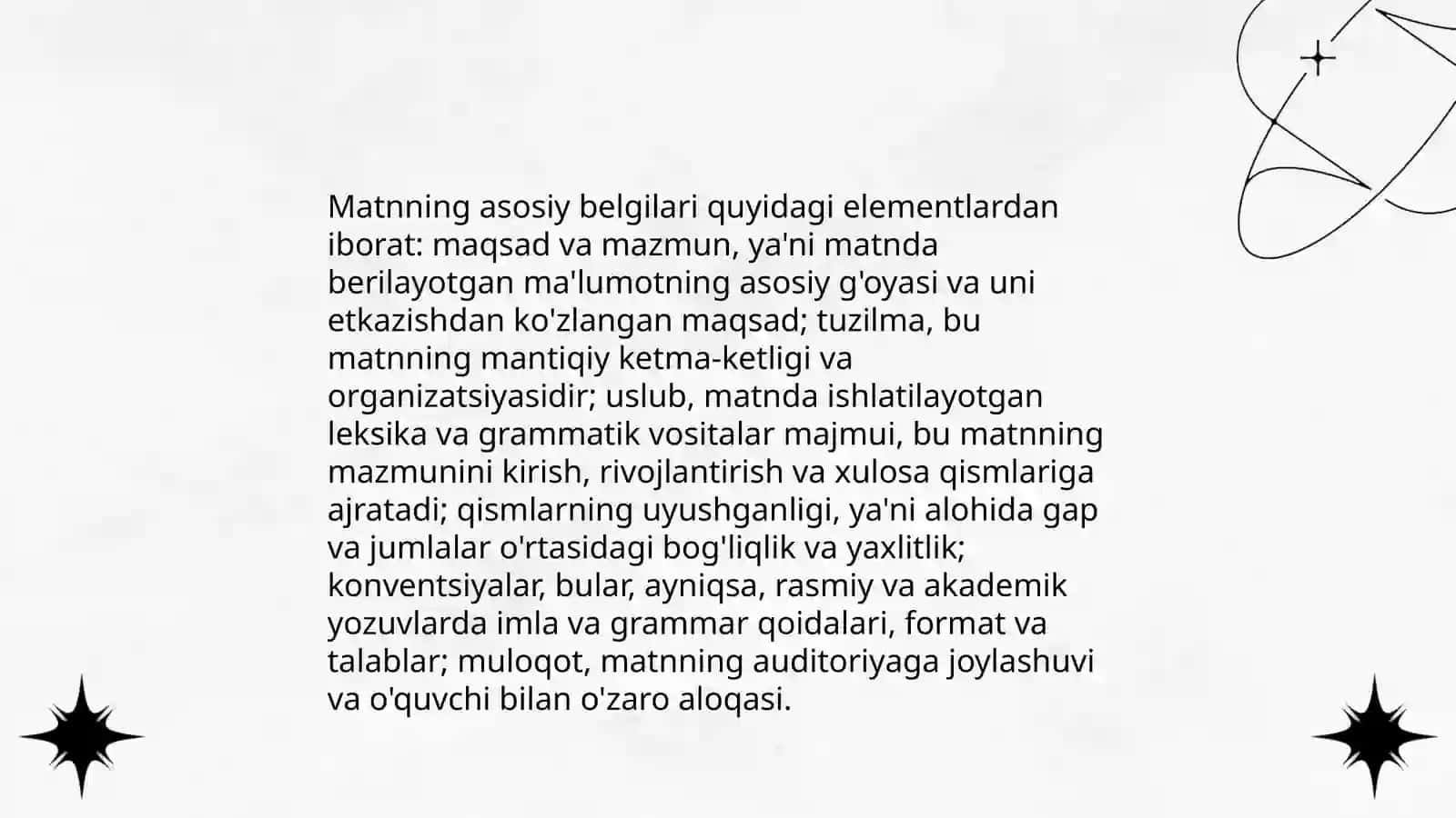 Matn va uning turlari. Matn hosil qiluvchi vositalari 4
