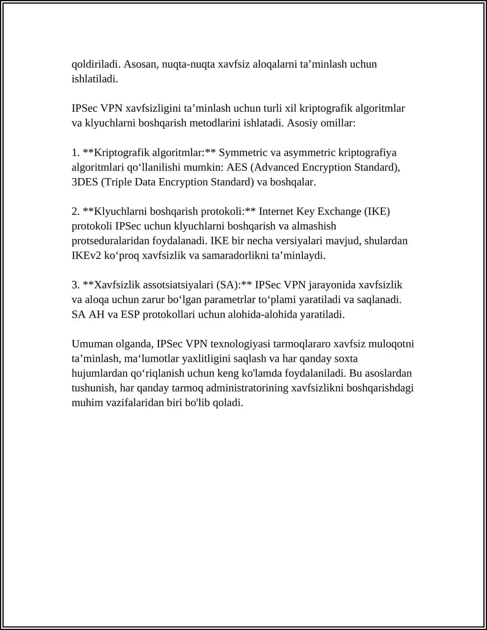 TARMOQ XASIZLIGI (IPSEC VPN) SIMSIZ LAKAL TARMOQ XAVSIZLIGI (WEP) 4